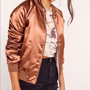 Rose gold Missguided bomber jacket